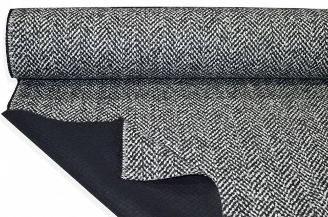 Vendita on line tessuto cappotto pura lana spinato bianco nero - occasioni e scampoli tessuti 