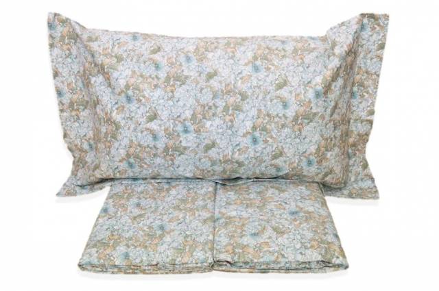 Vendita on line completo lenzuola flanellina matrimoniale mirabello piccole peonie azzurro 02b - biancheria per la casa