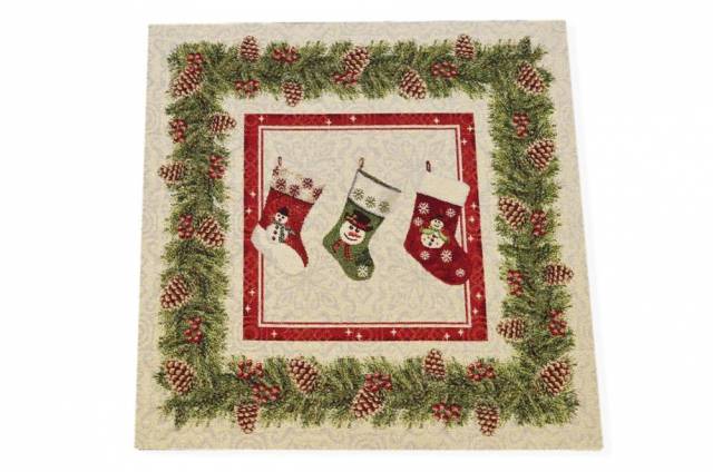 Vendita on line gobelin fantasia natale calza 15258 misura cm 47x47 - tessuti arredo casa
