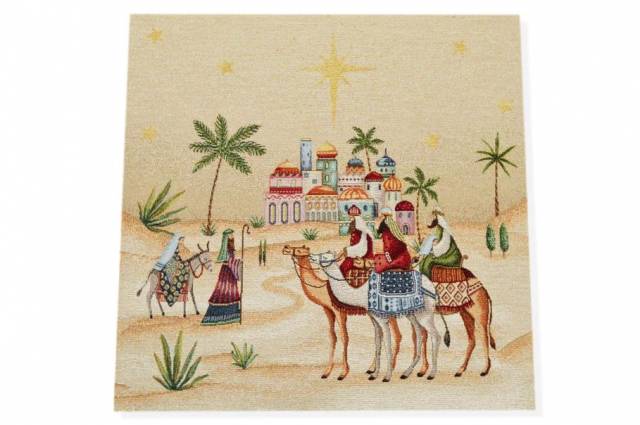 Vendita on line gobelin fantasia natale cammello 15261 misura cm 47x47 - tessuti arredo casa