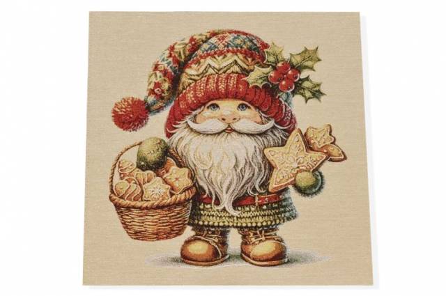 Vendita on line gobelin fantasia natale gnomo 15262 misura cm 47x47 - tessuti arredo casa