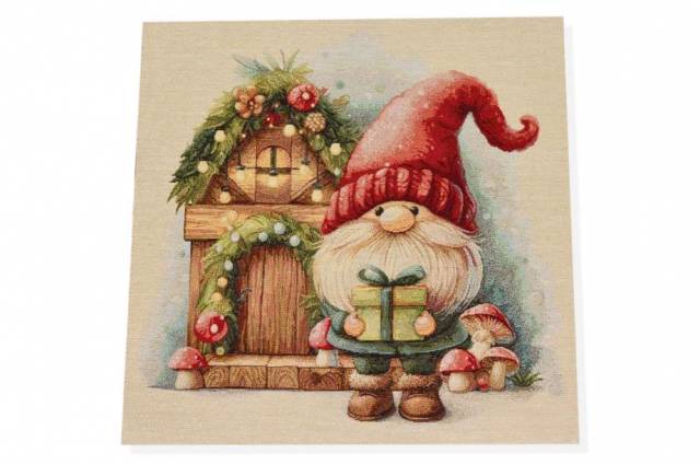 Vendita on line gobelin fantasia natale gnomo casetta 15265 misura cm 47x47 - tessuti arredo casa