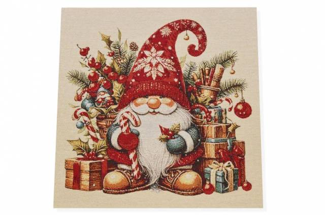 Vendita on line gobelin fantasia natale gnomo doni 15271 misura cm 47x47 - tessuti arredo casa