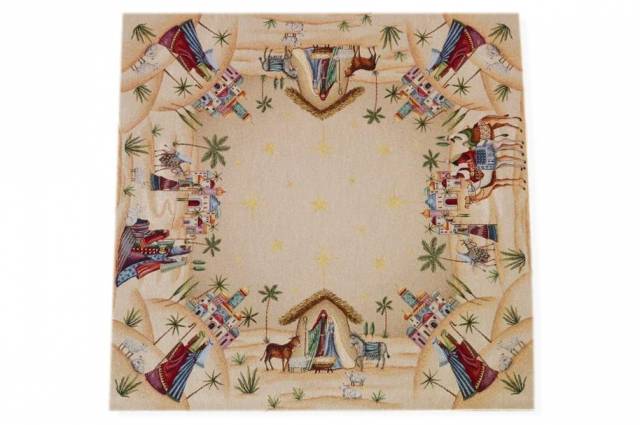 Vendita on line tovaglia natale gobelin 15275 misura cm 100x100 - tessuti arredo casa