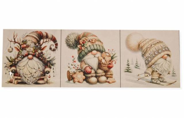 Vendita on line set 3 pannelli gnomi disegno 1 misura cm 47x47 - tessuti arredo casa