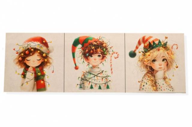 Vendita on line set 3 pannelli elfi disegni 2 misura cm 47x47 - tessuti arredo casa
