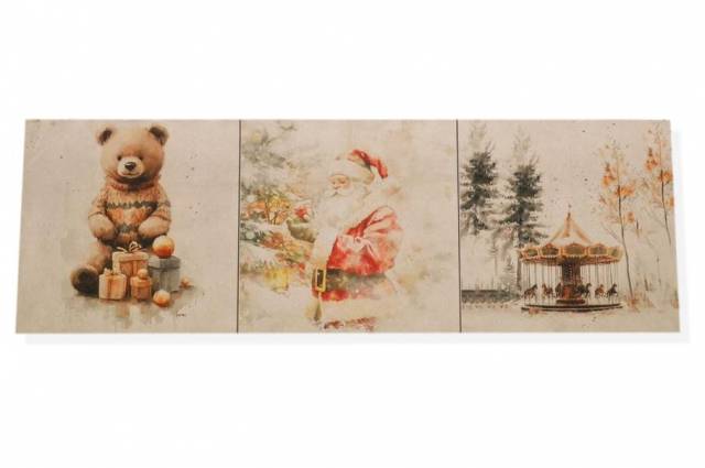 Vendita on line set 3 pannelli natale disegni 2 misura cm 47x47 - tessuti arredo casa