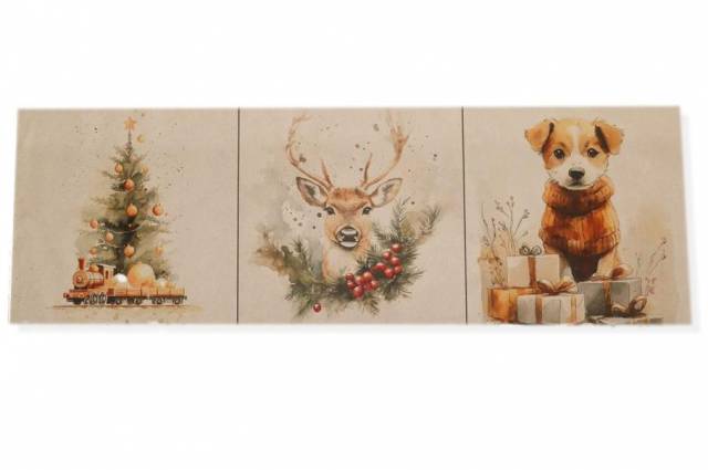 Vendita on line set 3 pannelli natale disegni 4 misura cm 47x47 - tessuti arredo casa