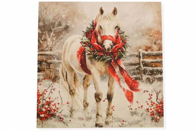 Vendita on line pannello natale cavallo disegno 1 misura cm 47x47 - tessuti arredo casa gobelin cuscini 47x47 natalizi