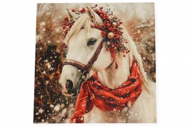 Vendita on line pannello natale cavallo disegno 2 misura cm 47x47 - tessuti arredo casa gobelin cuscini 47x47 natalizi