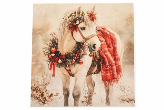 Vendita on line pannello natale cavallo disegno 3 misura cm 47x47 - tessuti arredo casa gobelin cuscini 47x47 natalizi