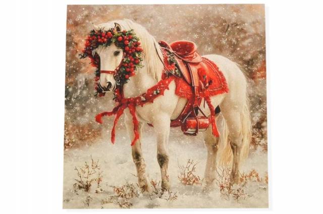 Vendita on line pannello natale cavallo disegno 4 misura cm 47x47 - tessuti arredo casa gobelin cuscini 47x47 natalizi