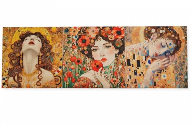 Vendita on line set 3 pannelli klimt disegno 1 misura cm 47x47 - tessuti arredo casa gobelin
