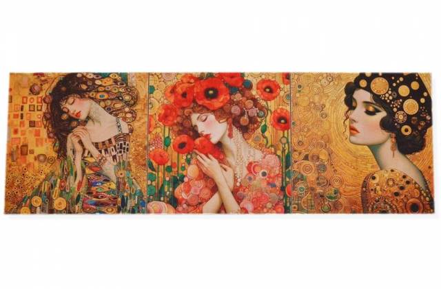 Vendita on line set 3 pannelli klimt disegno 2 misura cm 47x47 - tessuti arredo casa gobelin