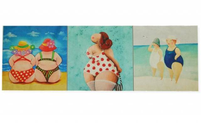Vendita on line set 3 pannelli botero disegno 1 misura cm 47x47 - tessuti arredo casa gobelin