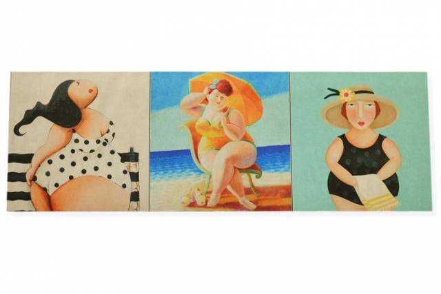 Vendita on line set 3 pannelli botero disegno 2 misura cm 47x47 - tessuti arredo casa gobelin