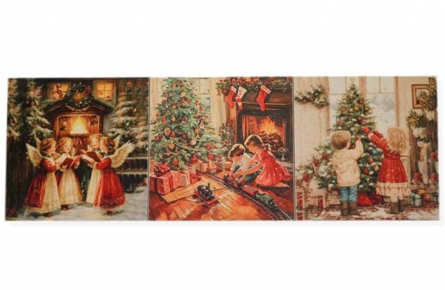 Vendita on line set 3 pannelli natale paesaggio disegno 2 misura cm 47x47 - ispirazioni