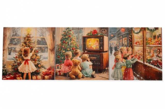 Vendita on line set 3 pannelli natale paesaggio disegno 3 misura cm 47x47 - ispirazioni