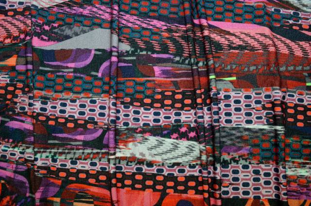 Vendita on line tessuto maglina fantasia geometrica multicolor - occasioni e scampoli magline di