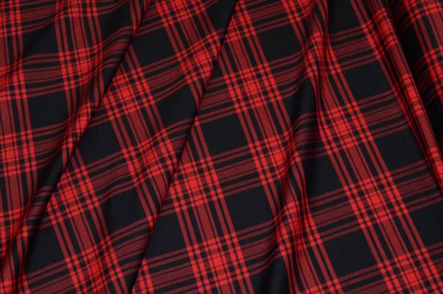 Vendita on line tessuto pura lana fantasia scacco rosso nero - prodotti