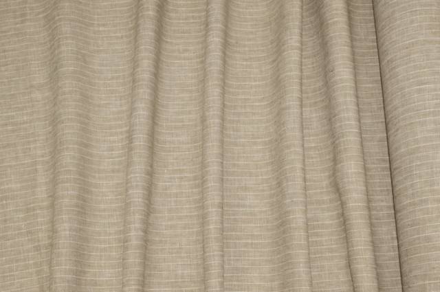 Vendita on line tessuto puro lino gessato beige - tessuti abbigliamento