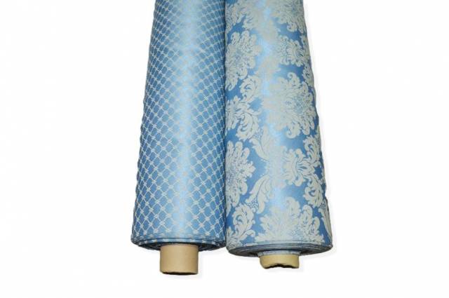 Vendita on line tessuto damascato coordinati azzurro - tessuti arredo casa jacquard & damascati