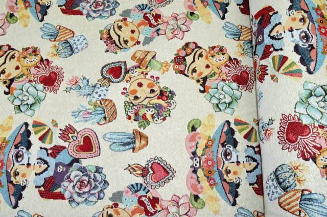 Vendita on line tessuto arredo gobelin fantasia frida - tessuti arredo casa gobelin a metraggio