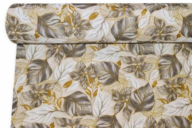 Vendita on line tessuto arredo fantasia foliage grigio - cotoni