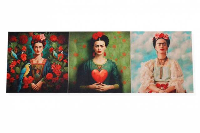 Vendita on line set 3 pannelli disegno frida 2 cm 47x47 - tessuti arredo casa gobelin