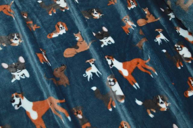 Vendita on line tessuto pile cinigliato fantasia cagnolini - tessuti abbigliamento in pile pile fantasia