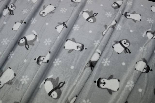 Vendita on line tessuto pile cinigliato fantasia pinguini - tessuti abbigliamento in pile pile fantasia
