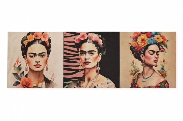 Vendita on line set 3 pannelli disegno frida 4 cm 47x47 - tessuti arredo casa gobelin