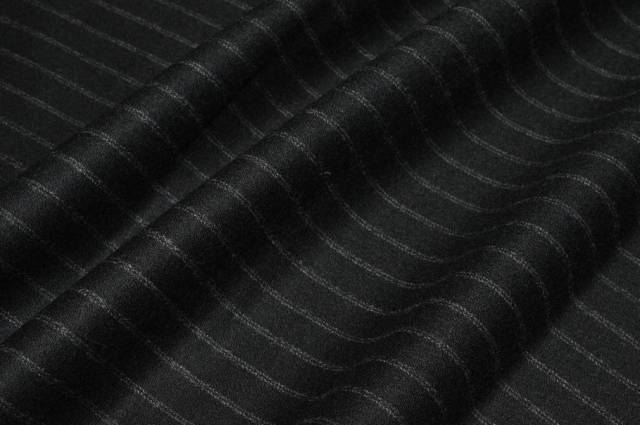 Vendita on line tessuto flanella pura lana gessato nero - tessuti abbigliamento lana