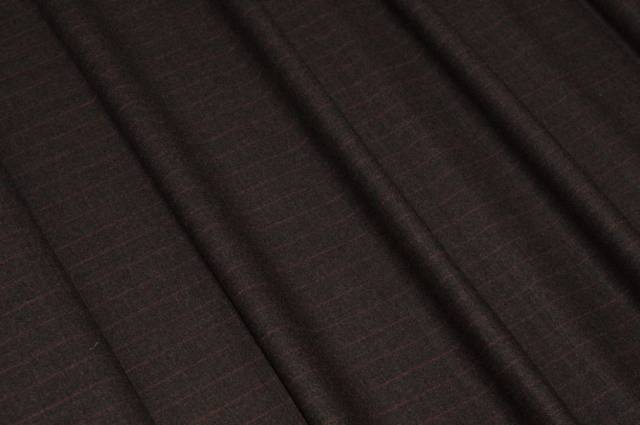 Vendita on line tessuto flanella lana stretch gessato marrone riga rossa - tessuti abbigliamento lana