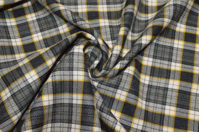 Vendita on line tessuto tartan pura lana grigio riga gialla - tessuti abbigliamento scacchi e scozzesi lana