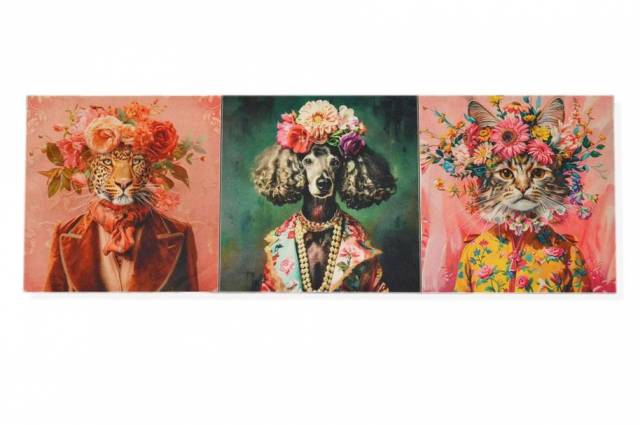 Vendita on line set 3 pannelli disegno animali 3 cm 47x47 - tessuti arredo casa gobelin