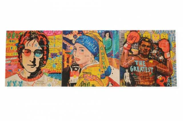 Vendita on line set 3 pannelli disegno street art 1 cm 47x47 - prodotti