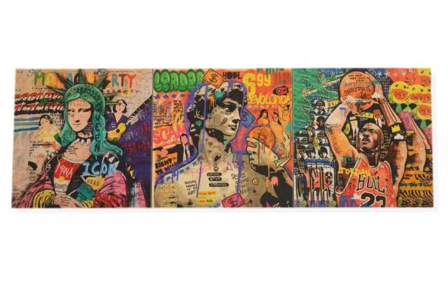 Vendita on line set 3 pannelli disegno street art 2 cm 47x47 - prodotti