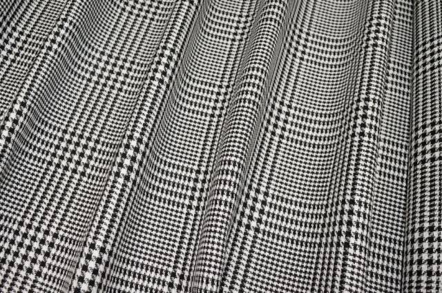 Vendita on line tessuto principe di galles misto lino bianco nero - tessuti abbigliamento lino