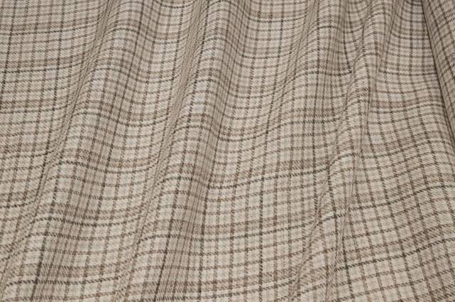 Vendita on line tessuto puro lino scacchetto beige - tessuti abbigliamento lino