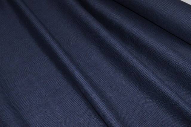 Vendita on line tessuto puro lino principe di galles blu - tessuti abbigliamento lino