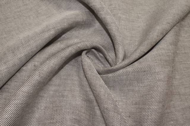 Vendita on line tessuto puro lino diagonale marrone - tessuti abbigliamento lino