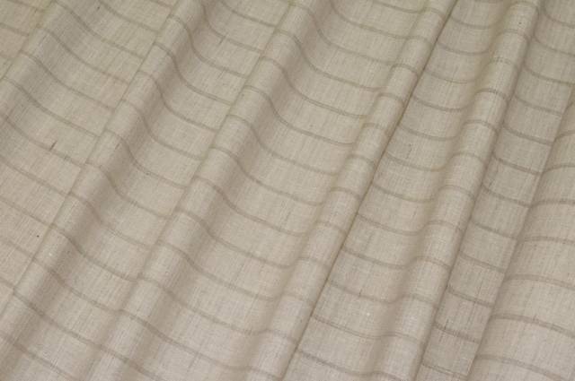 Vendita on line tessuto misto lana lino gessato beige - tessuti abbigliamento lana