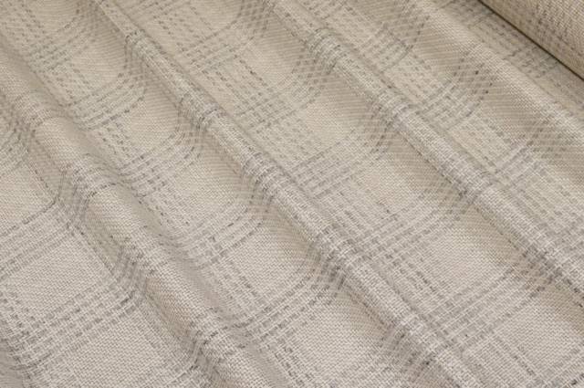 Vendita on line tessuto misto seta lino scacco grigio beige - tessuti abbigliamento lino