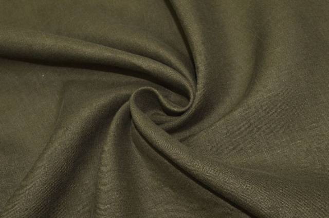 Vendita on line tessuto puro lino color verde militare - tessuti abbigliamento lino