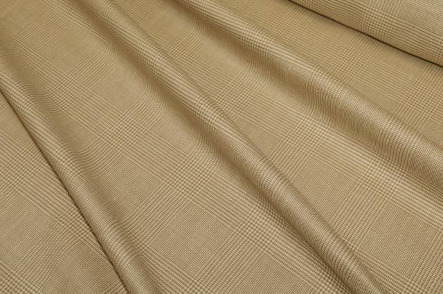 Vendita on line tessuto misto lana lino principe di galles beige - tessuti abbigliamento lino
