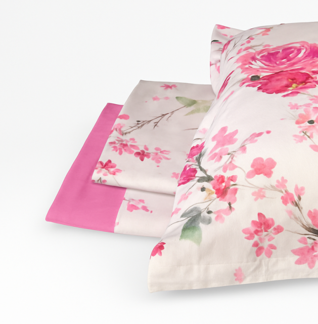 Vendita on line completo lenzuola matrimoniale mirabello modello rami di rose var. rosa r09 - biancheria per la casa matrimoniale