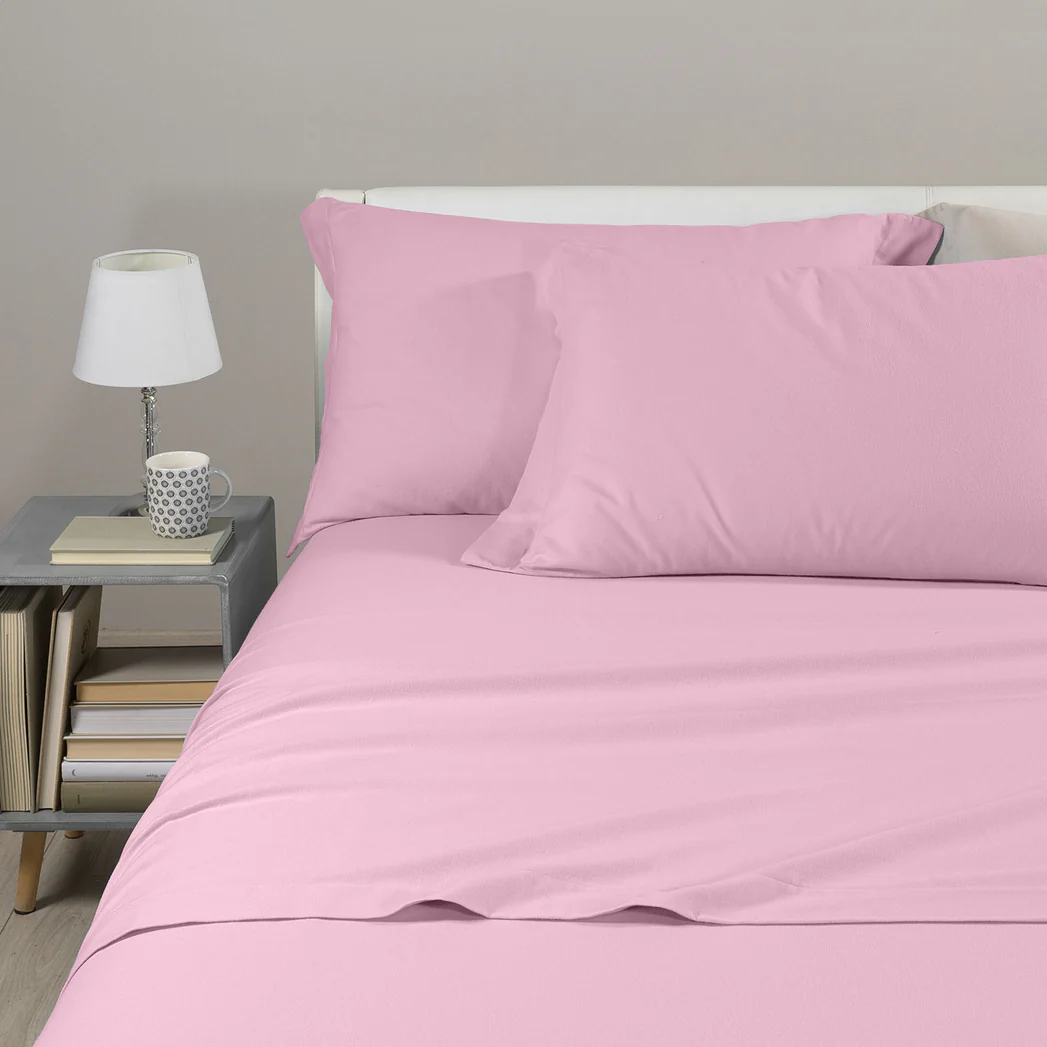 Vendita on line completo lenzuola singolo flanella caleffi tinta unita var. rosa - biancheria per la casa