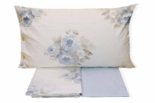 Vendita on line completo lenzuola singolo bellora white linen modello fiore v42 azzurro - biancheria per la casa singolo completo lenzuola