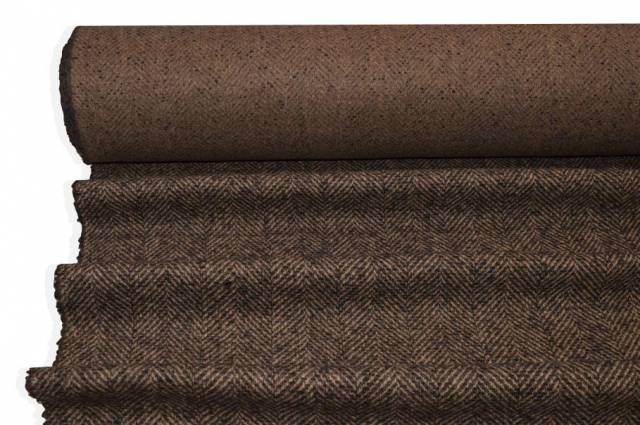 Vendita on line tessuto panno cappotto misto cashmere spinato marrone nero - occasioni e scampoli lane e cashmere